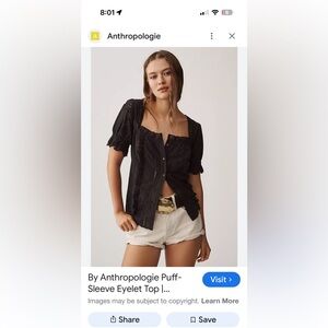 NWT Anthropology puff sleeve eyelet blouse